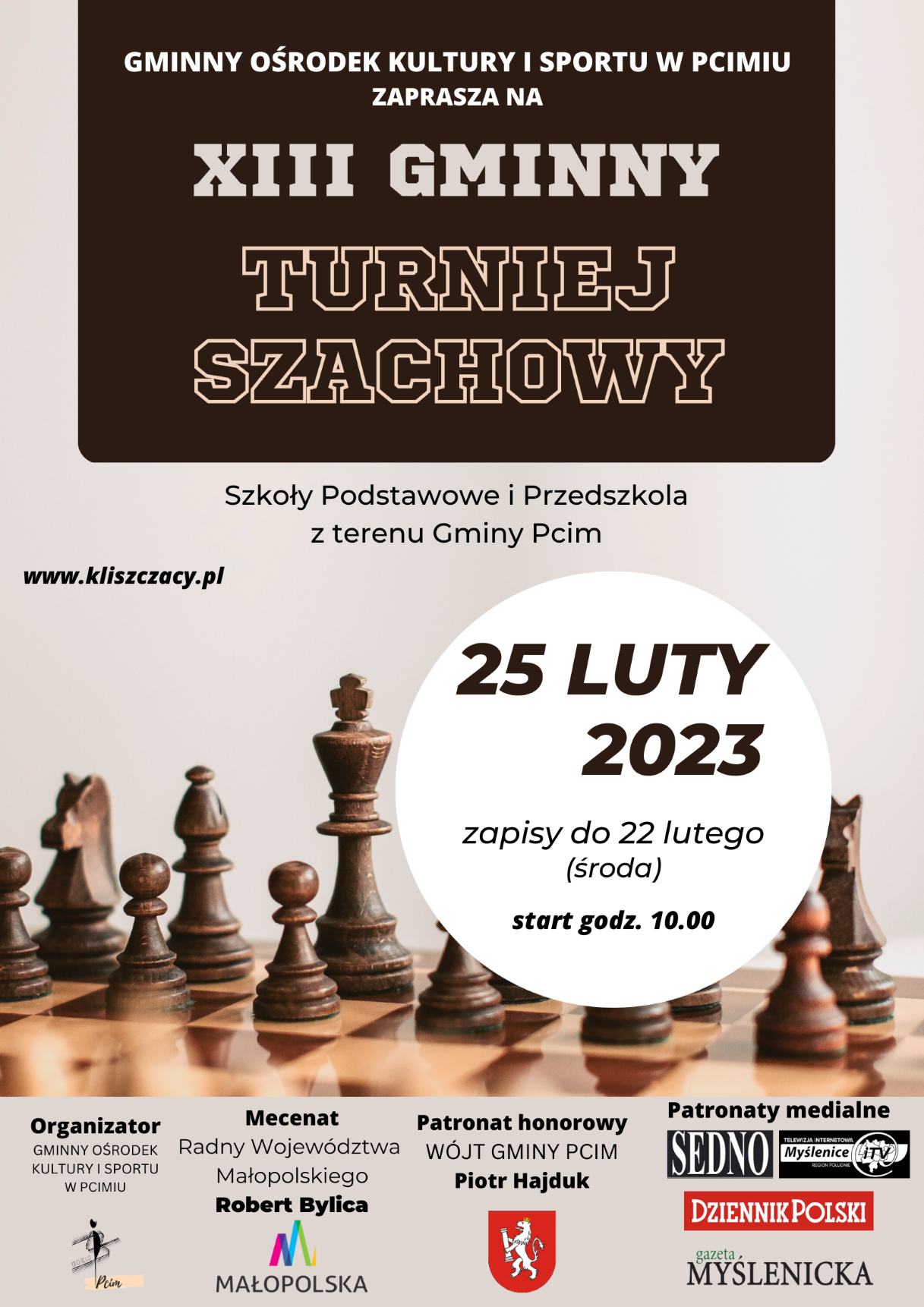 GOKiS w Pcimiu zaprasza na turniej szachowy