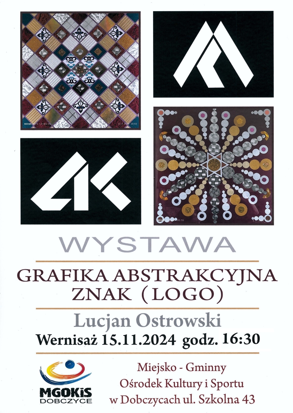 Grafika abstrakcyjna. Znak (logo) – otwarcie wystawy Lucjana Ostrowskiego