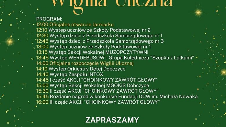 Jarmark świąteczny i wigilia uliczna (zaproszenie)