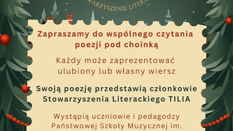 Biblioteka zaprasza do czytania poezji pod choinką